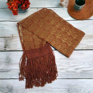 Embroidered Fringe Scarf Women Rayon Polyester 72 x 8.5 Shawl Wrap Paisley